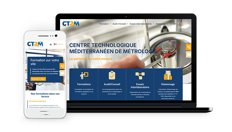 Vue site internet CT2M sur ordinateur et sur téléphone