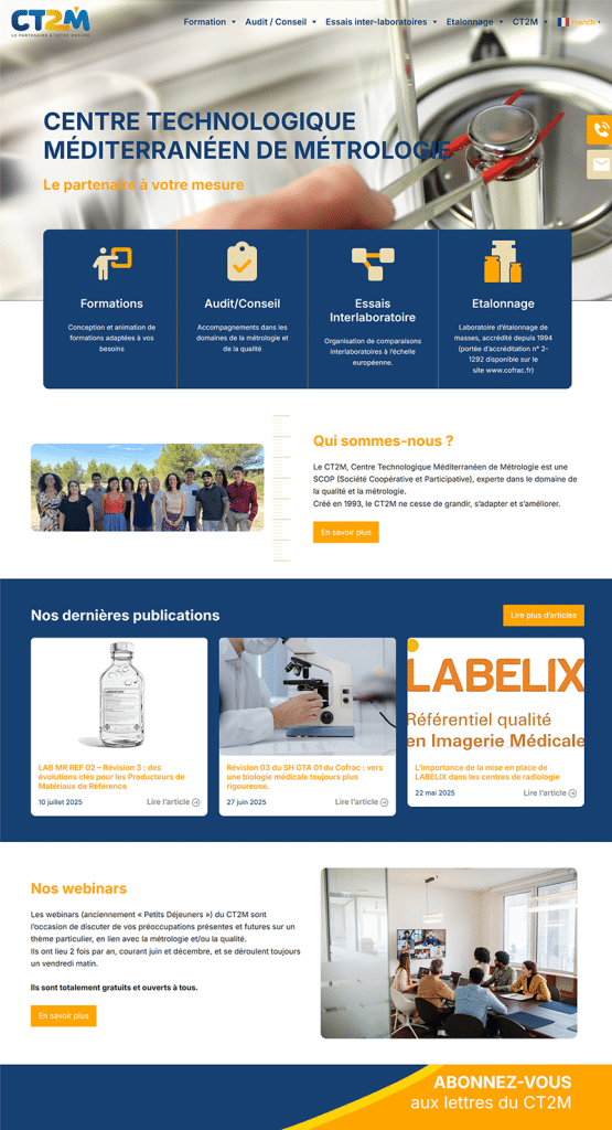 Page d'accueil site CT2M