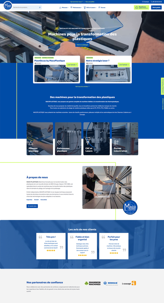 Page d'accueil du site de Macoplastique