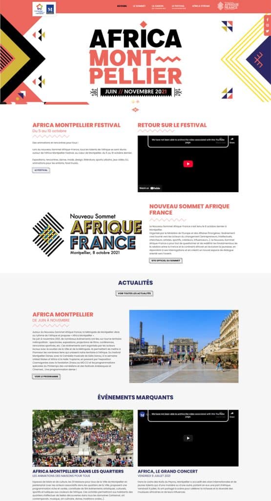 Page d'accueil du site du Sommet Afrique France à Montpellier