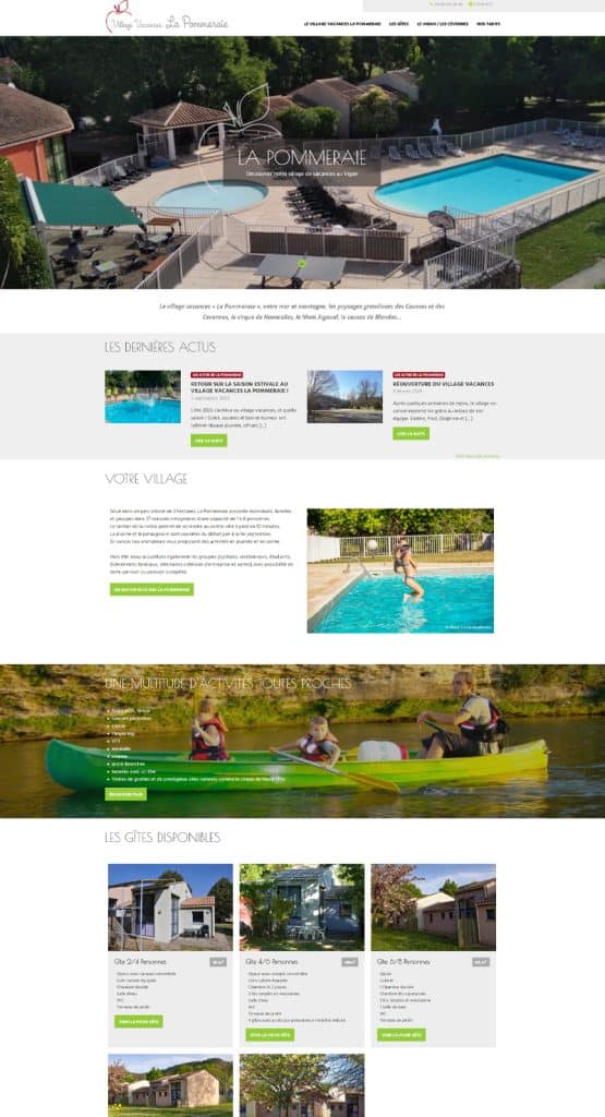 Page d'accueil du village vacances La Pommeraie
